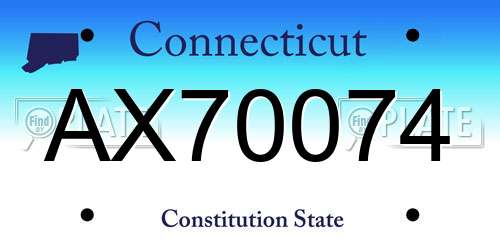 AX70074 Connecticut License Plate