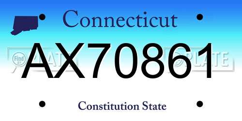 AX70861 Connecticut License Plate
