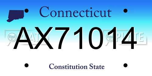 AX71014 Connecticut License Plate