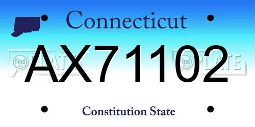 AX71102 Connecticut License Plate