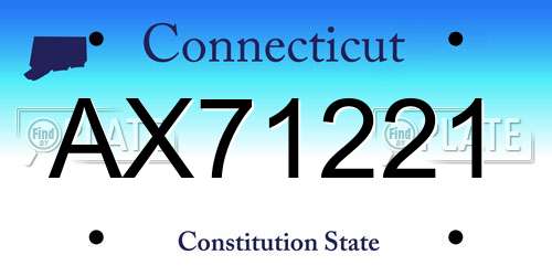 AX71221 Connecticut License Plate