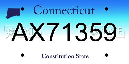 AX71359 Connecticut License Plate
