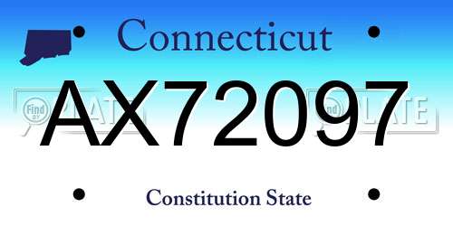 AX72097 Connecticut License Plate