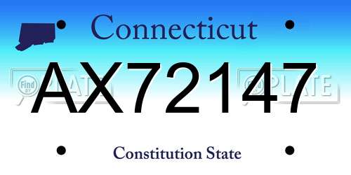 AX72147 Connecticut License Plate