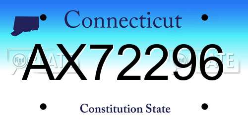 AX72296 Connecticut License Plate