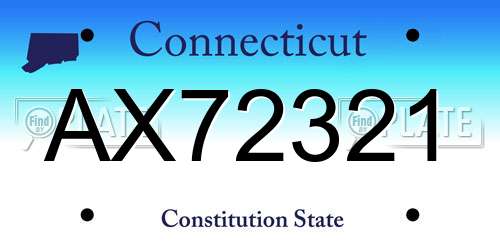AX72321 Connecticut License Plate