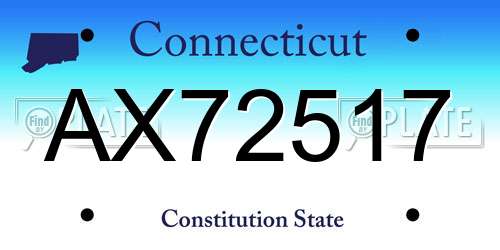 AX72517 Connecticut License Plate
