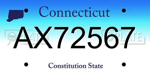 AX72567 Connecticut License Plate