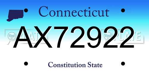 AX72922 Connecticut License Plate