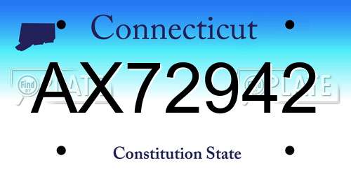 AX72942 Connecticut License Plate