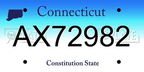 AX72982 Connecticut License Plate