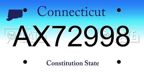AX72998 Connecticut License Plate