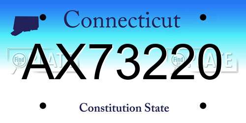 AX73220 Connecticut License Plate