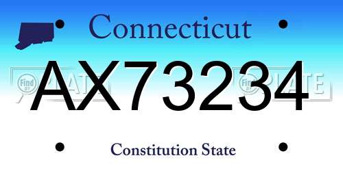 AX73234 Connecticut License Plate