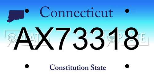 AX73318 Connecticut License Plate