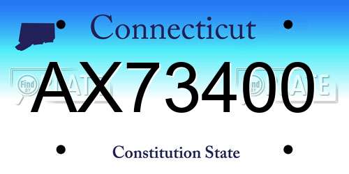 AX73400 Connecticut License Plate