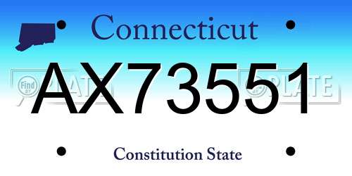 AX73551 Connecticut License Plate