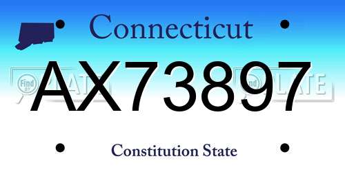 AX73897 Connecticut License Plate