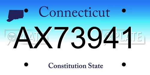 AX73941 Connecticut License Plate