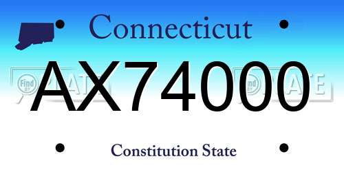 AX74000 Connecticut License Plate