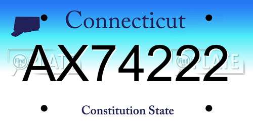 AX74222 Connecticut License Plate