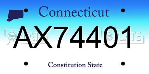 AX74401 Connecticut License Plate