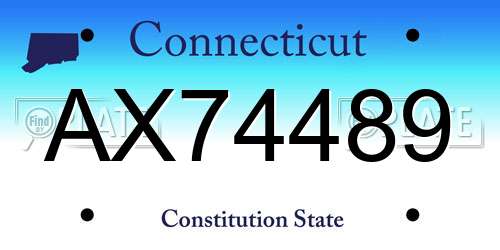 AX74489 Connecticut License Plate