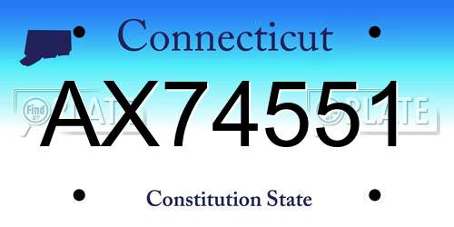 AX74551 Connecticut License Plate