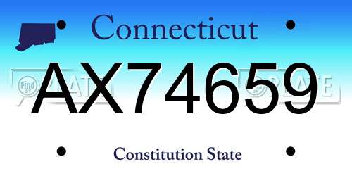 AX74659 Connecticut License Plate