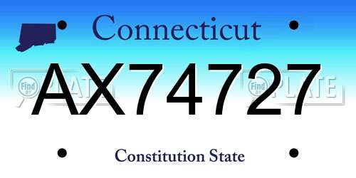 AX74727 Connecticut License Plate