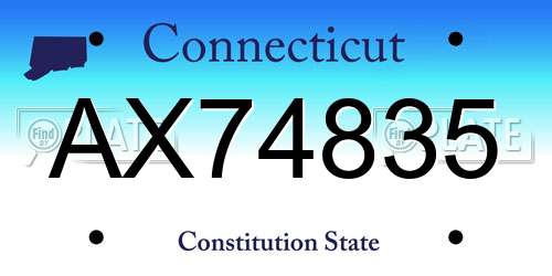 AX74835 Connecticut License Plate