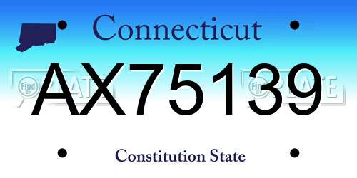 AX75139 Connecticut License Plate