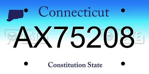 AX75208 Connecticut License Plate