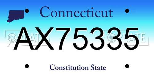 AX75335 Connecticut License Plate