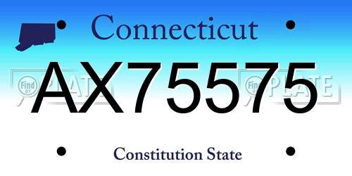AX75575 Connecticut License Plate