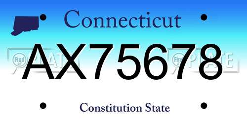 AX75678 Connecticut License Plate