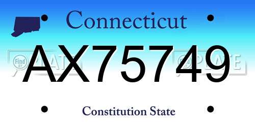 AX75749 Connecticut License Plate