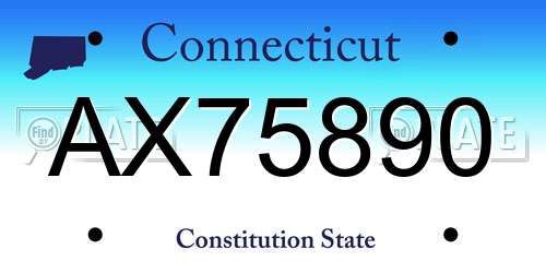 AX75890 Connecticut License Plate