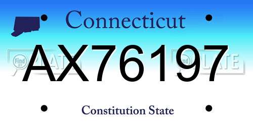 AX76197 Connecticut License Plate