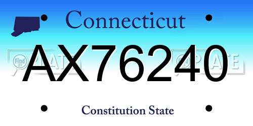 AX76240 Connecticut License Plate