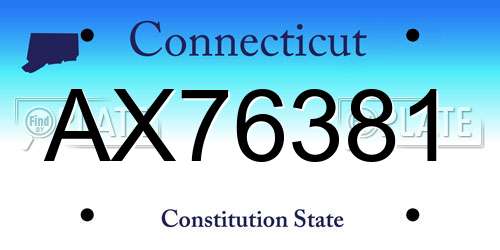 AX76381 Connecticut License Plate