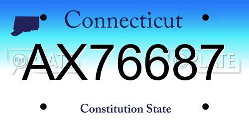 AX76687 Connecticut License Plate