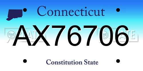 AX76706 Connecticut License Plate
