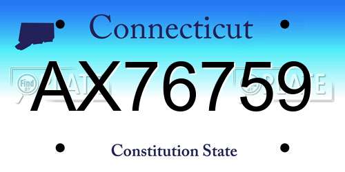 AX76759 Connecticut License Plate