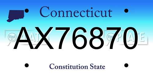AX76870 Connecticut License Plate