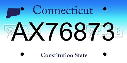 AX76873 Connecticut License Plate
