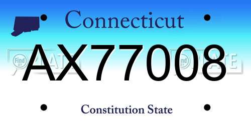 AX77008 Connecticut License Plate