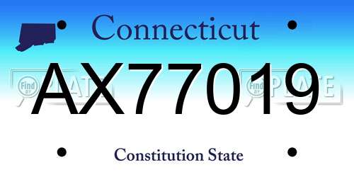 AX77019 Connecticut License Plate