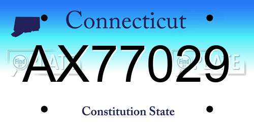 AX77029 Connecticut License Plate