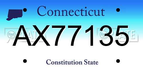 AX77135 Connecticut License Plate
